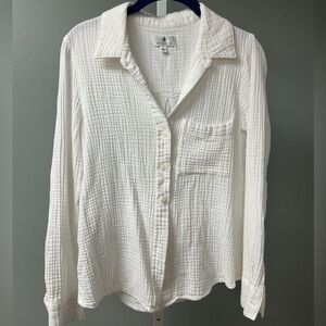 Socialite Cotton Gauze White Women long sleeves top.
